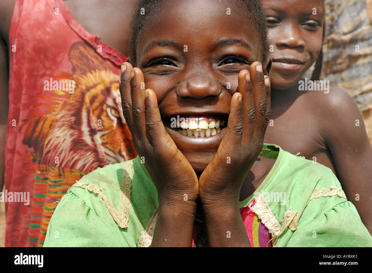 A girl smiles with surprise Stock Photo