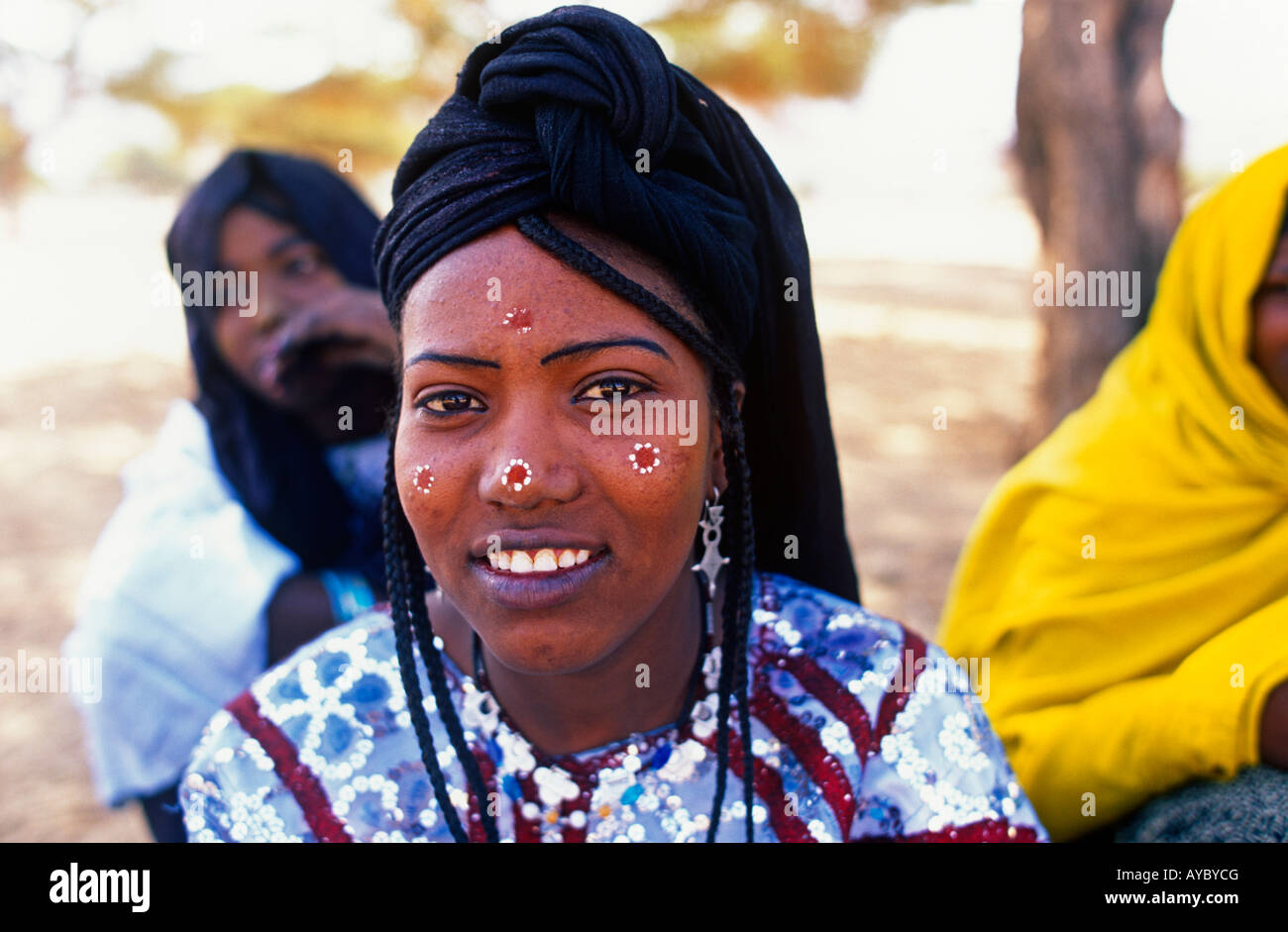 Niger, Timia. Tuareg woman from the Oasis of Timia. Stock Photo