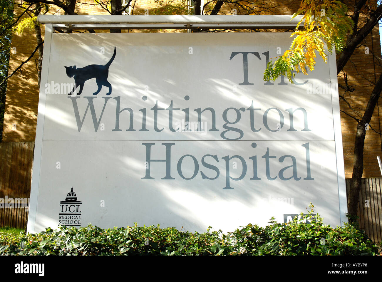 The Whittington Hospital sign Highgate London Stock Photo