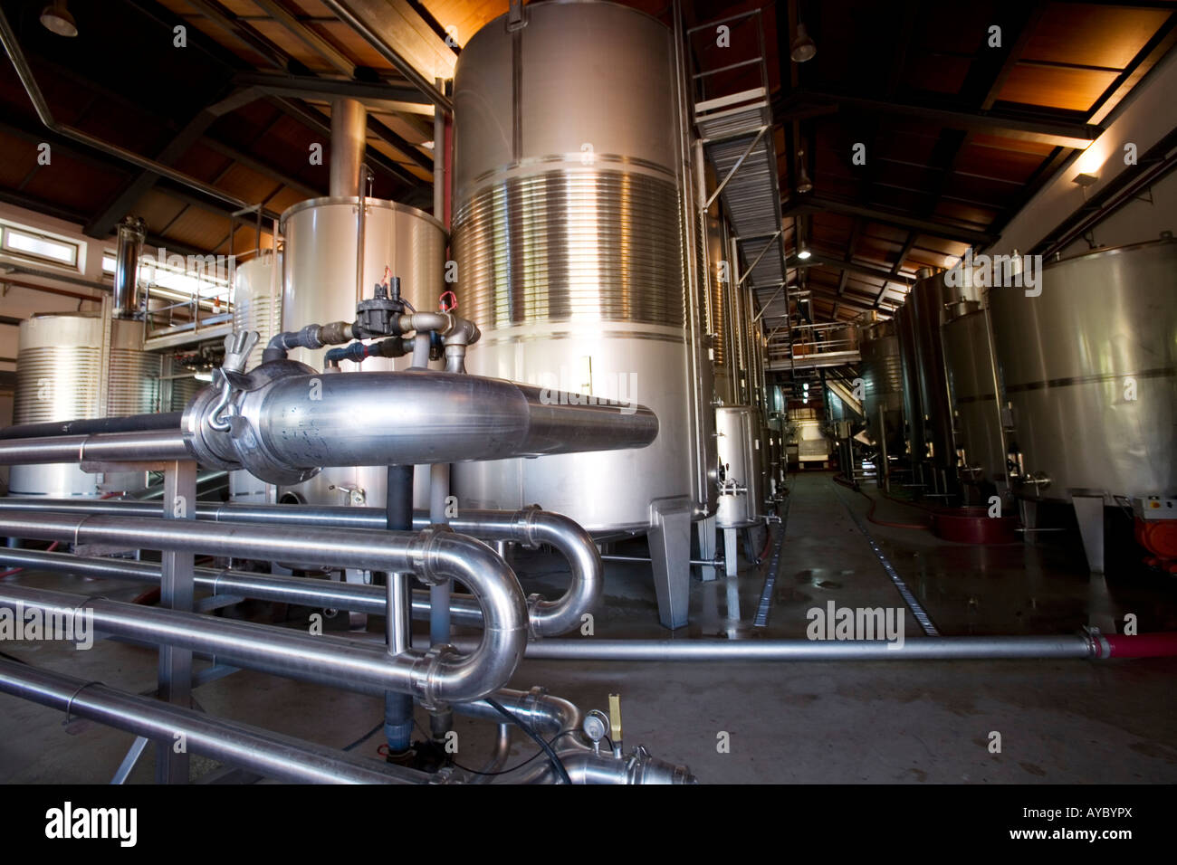 Portugal, Douro Valley, Pinhao. Modern Vats used in the Port wine ...
