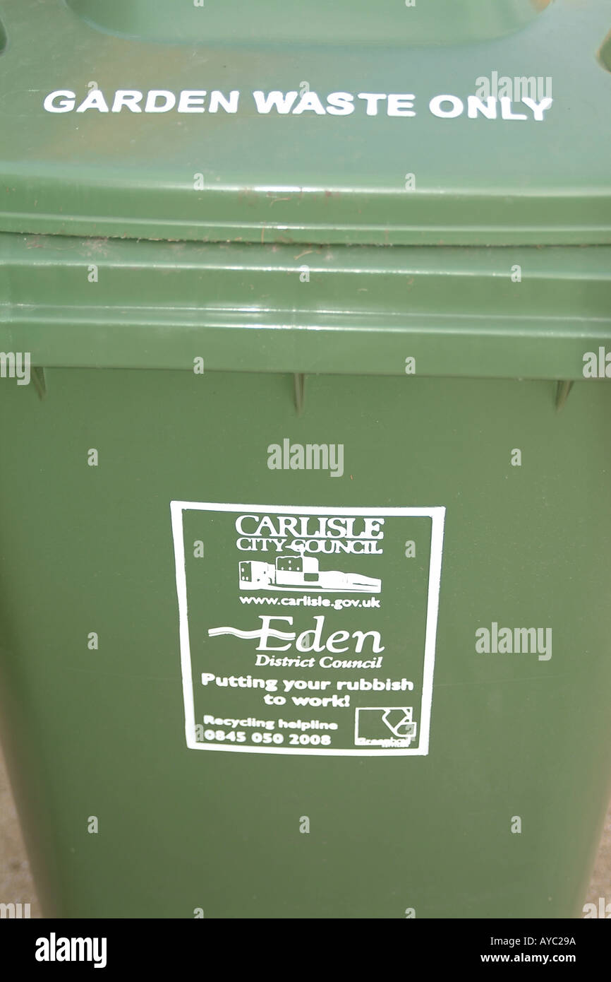 recycle wheelie bin garden waste only Stock Photo - Alamy