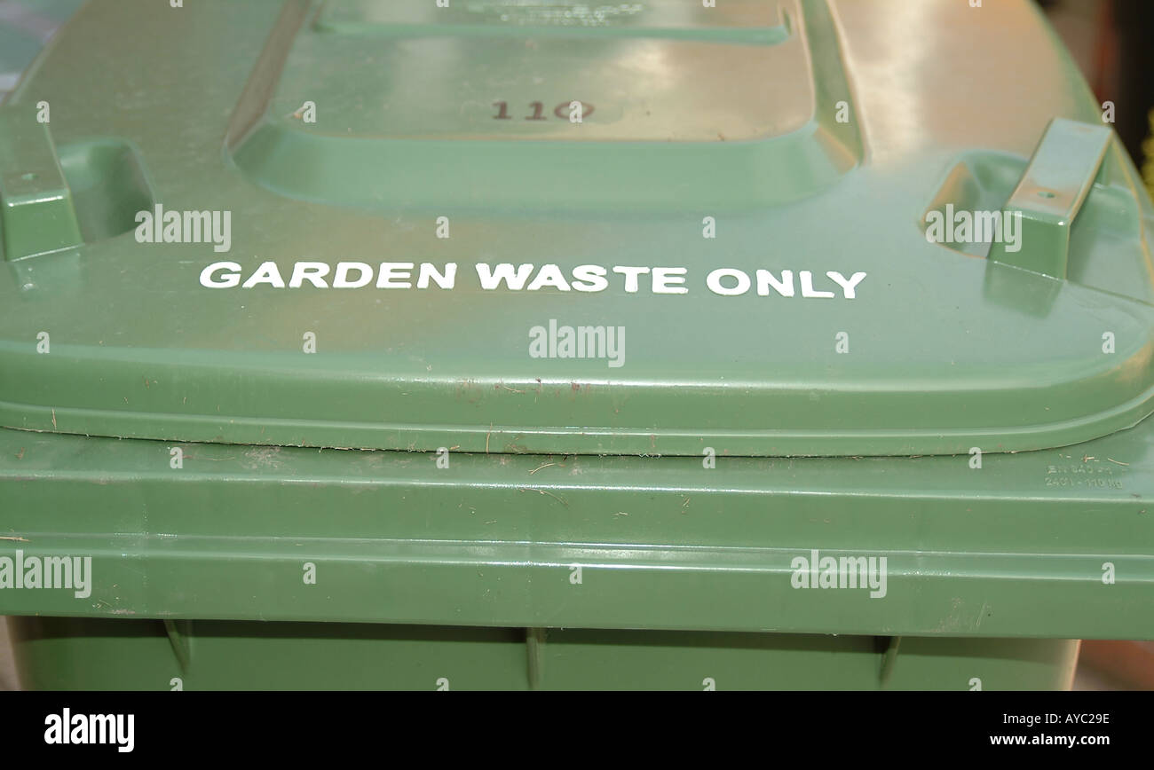 recycle wheelie bin garden waste only Stock Photo Alamy
