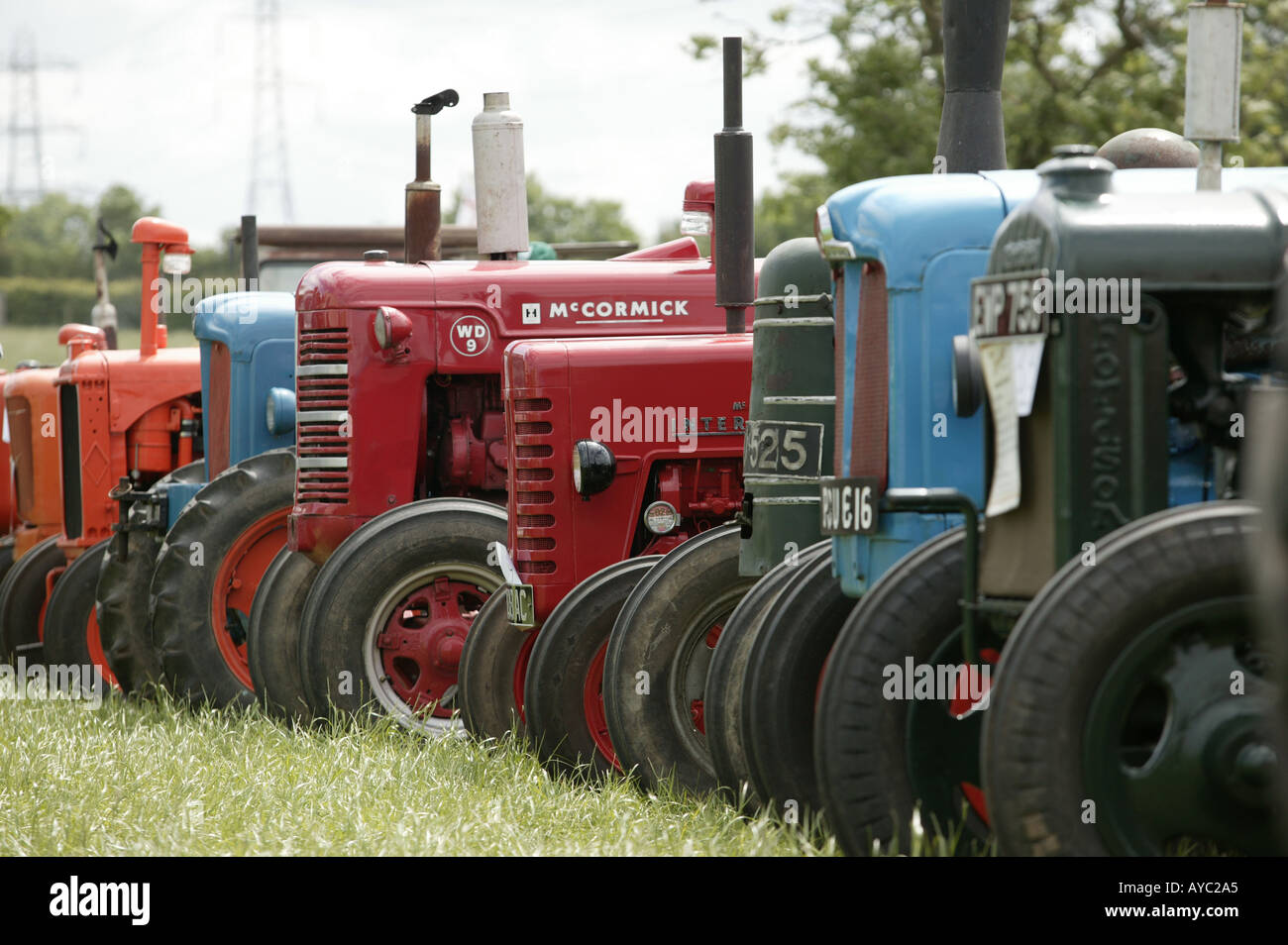 Vintage tractors at a gathering in Worcestershire England UK Stock