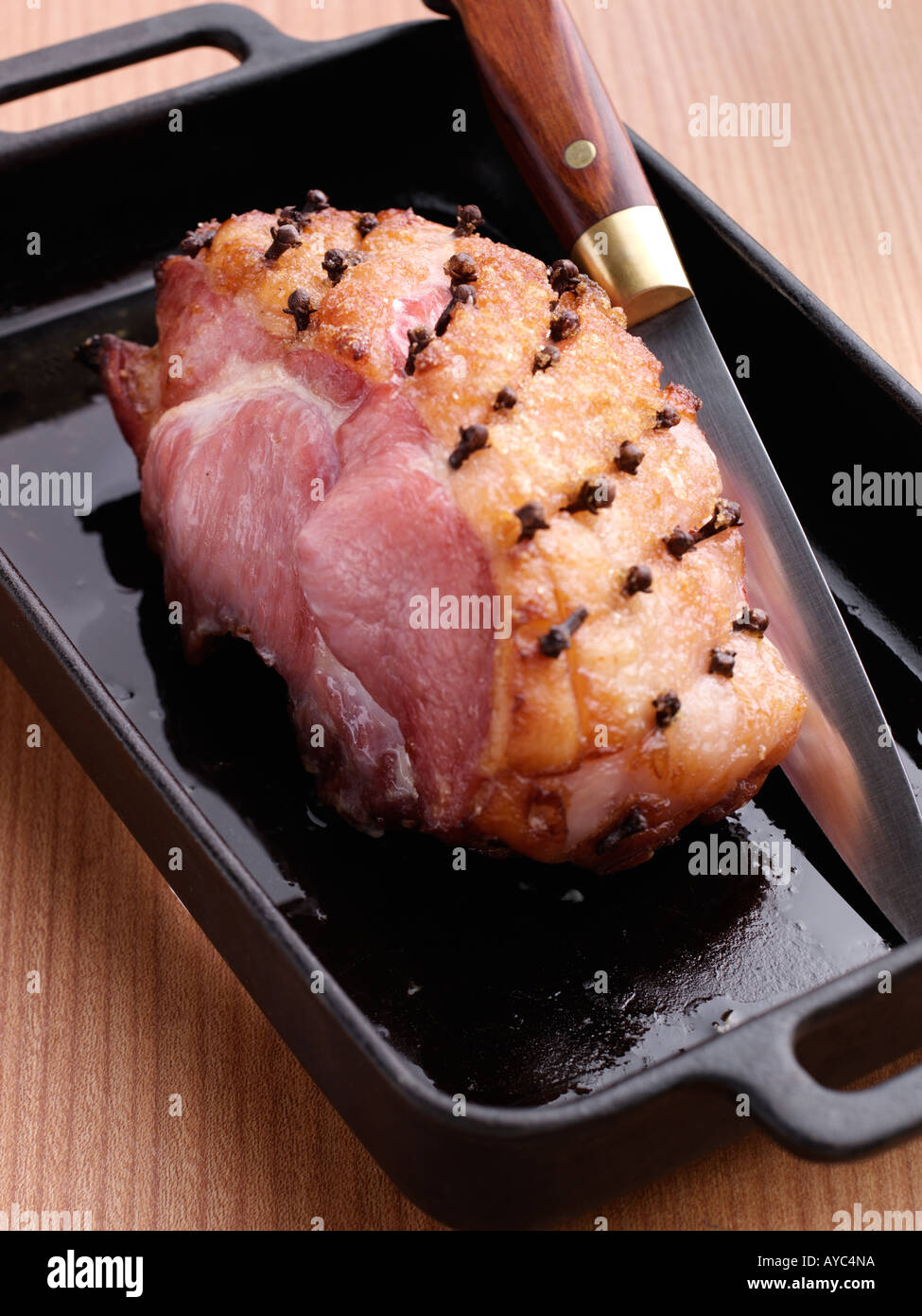 Roast gammon joint Stock Photo Alamy