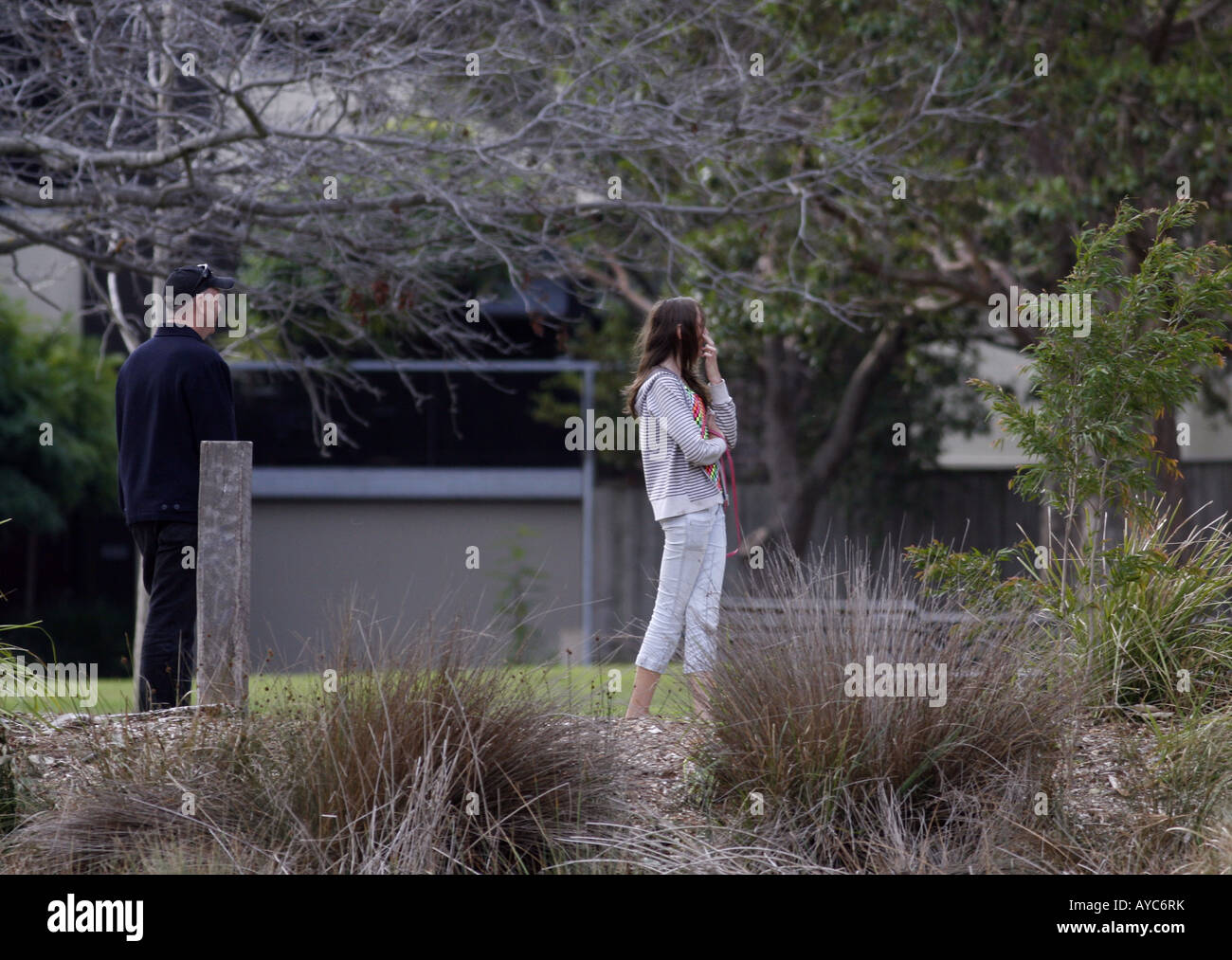 father and daughter walking in the park Stock Photo - Alamy