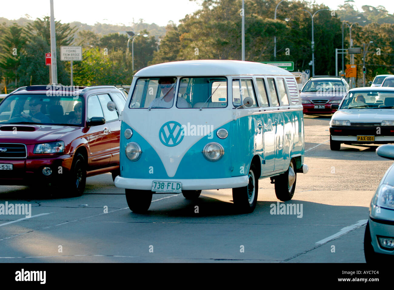 VW kombi on the highway in Sydney Australia Stock Photo