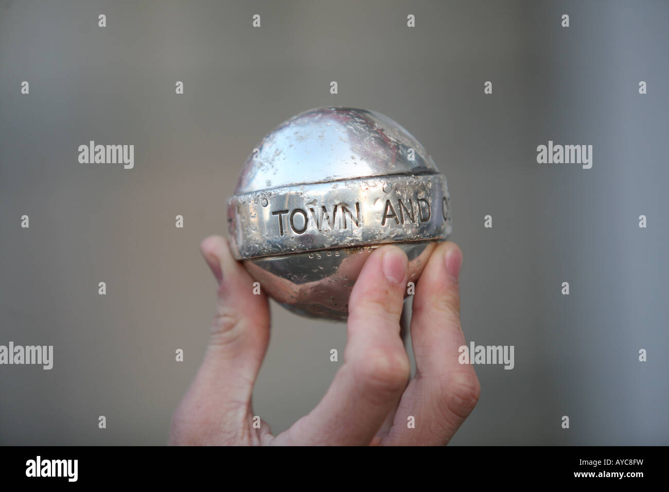 The ball used in the traditional Shrove Tuesday St Columb hurling match Stock Photo