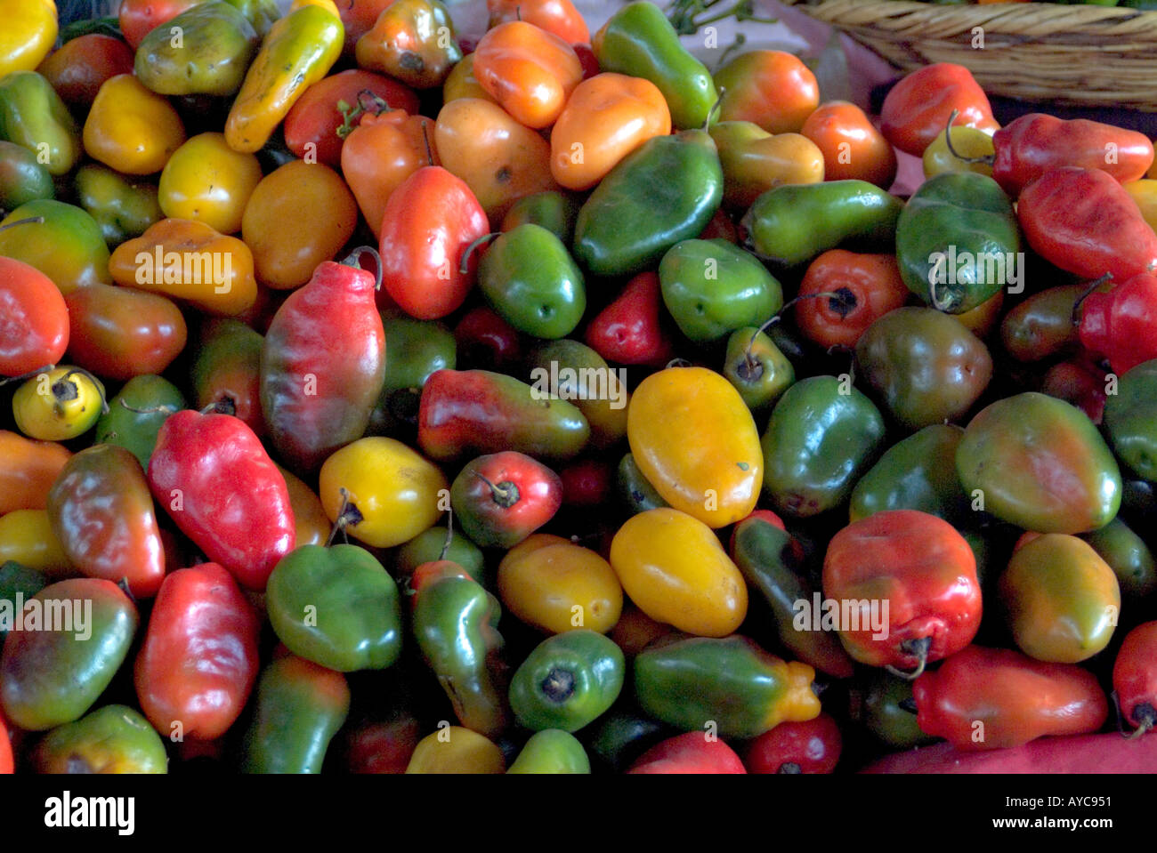 Colorful Peppers at the Market Cuzco Peru Stock Photo