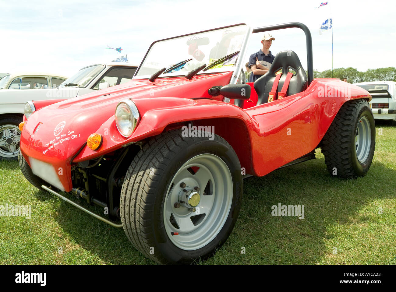 volkswagen beetle based beach buggy VW glassfibre flat four internal combustion engine travel transport fun Stock Photo