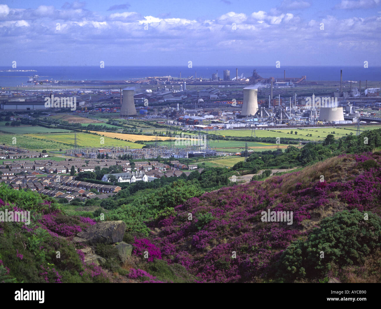 Wilton Chemical Complex and Corus Steelworks Redcar Teesside UK from Eston Nab Stock Photo