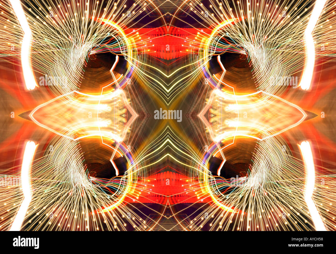 a pattern made from an image of rushing lights in the evening in soho, london Stock Photo