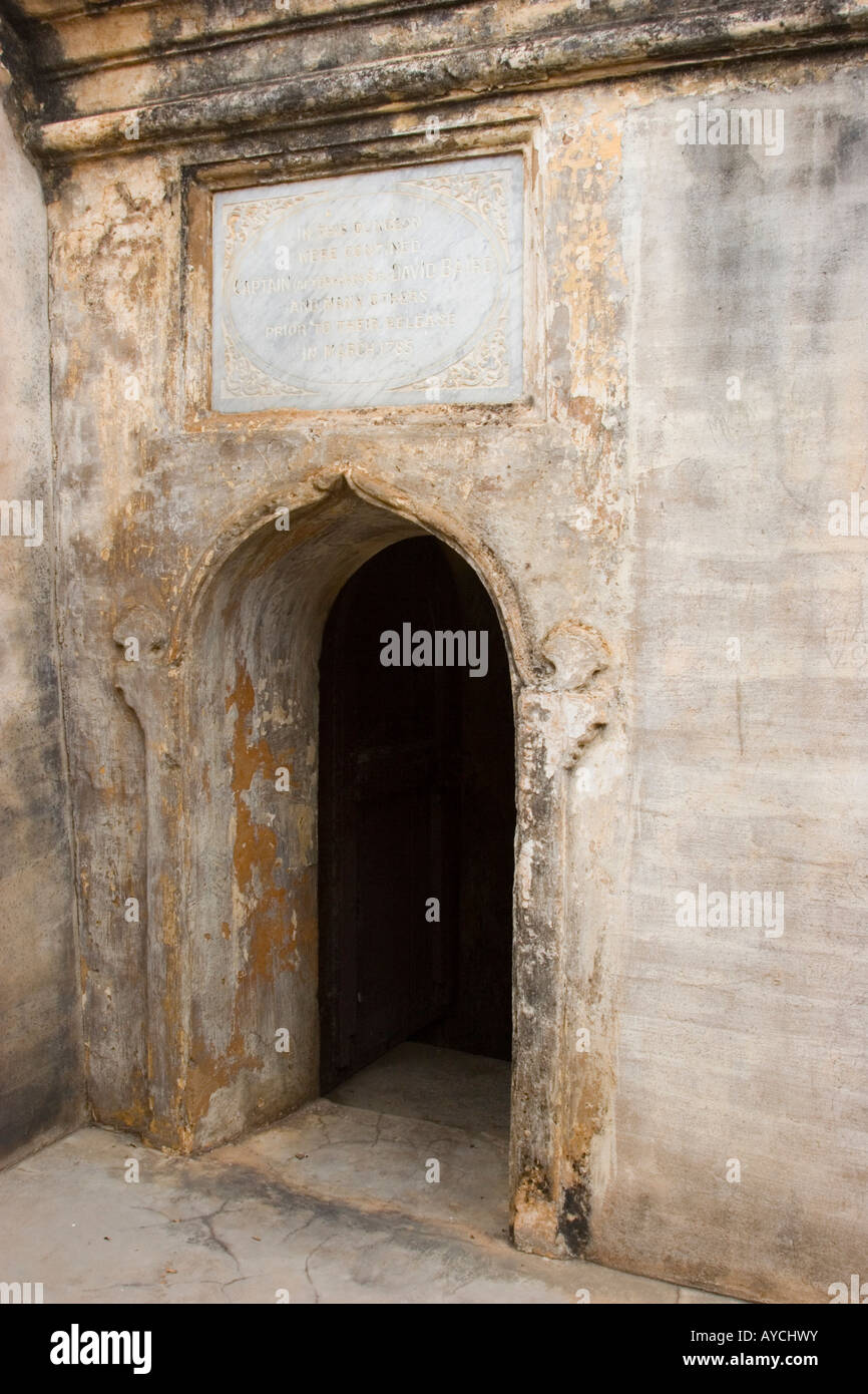 Cell in Bangalore fort in which the captured Sir David Baird was incarcerated Stock Photo