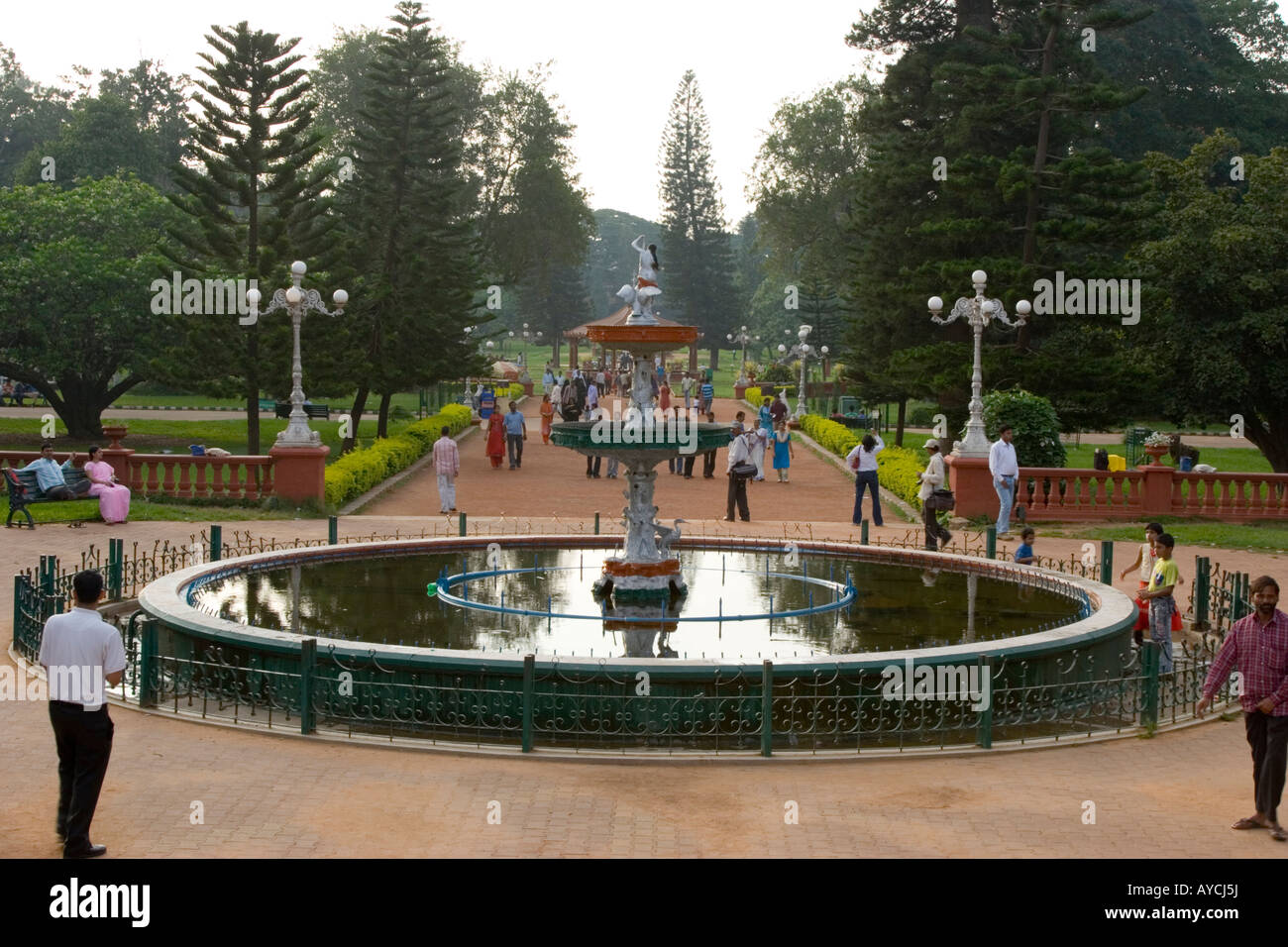 The water fountain at the centre of the Lalbagh Botanical Garden in