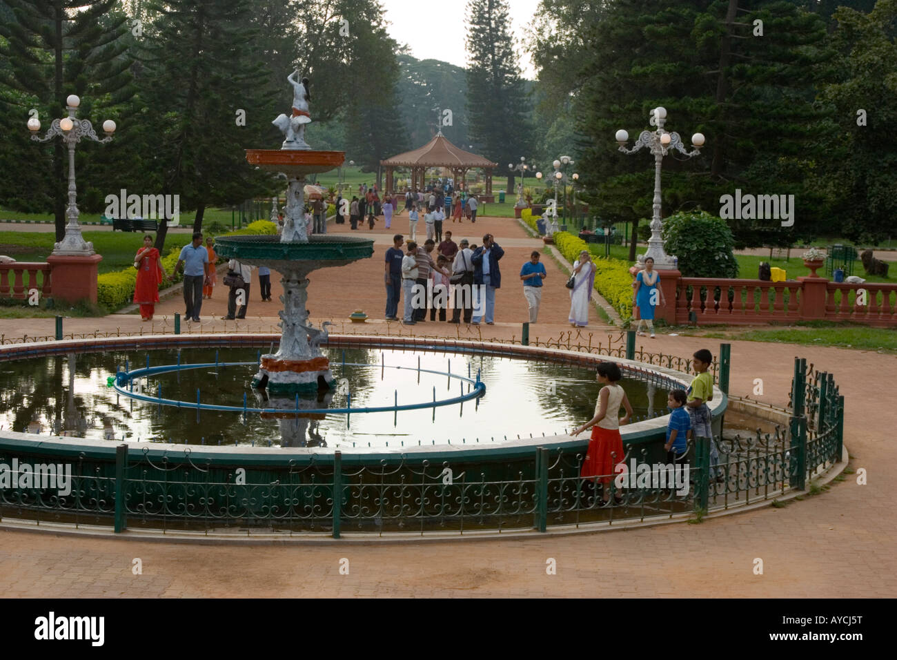 The water fountain at the centre of the Lalbagh Botanical Garden in