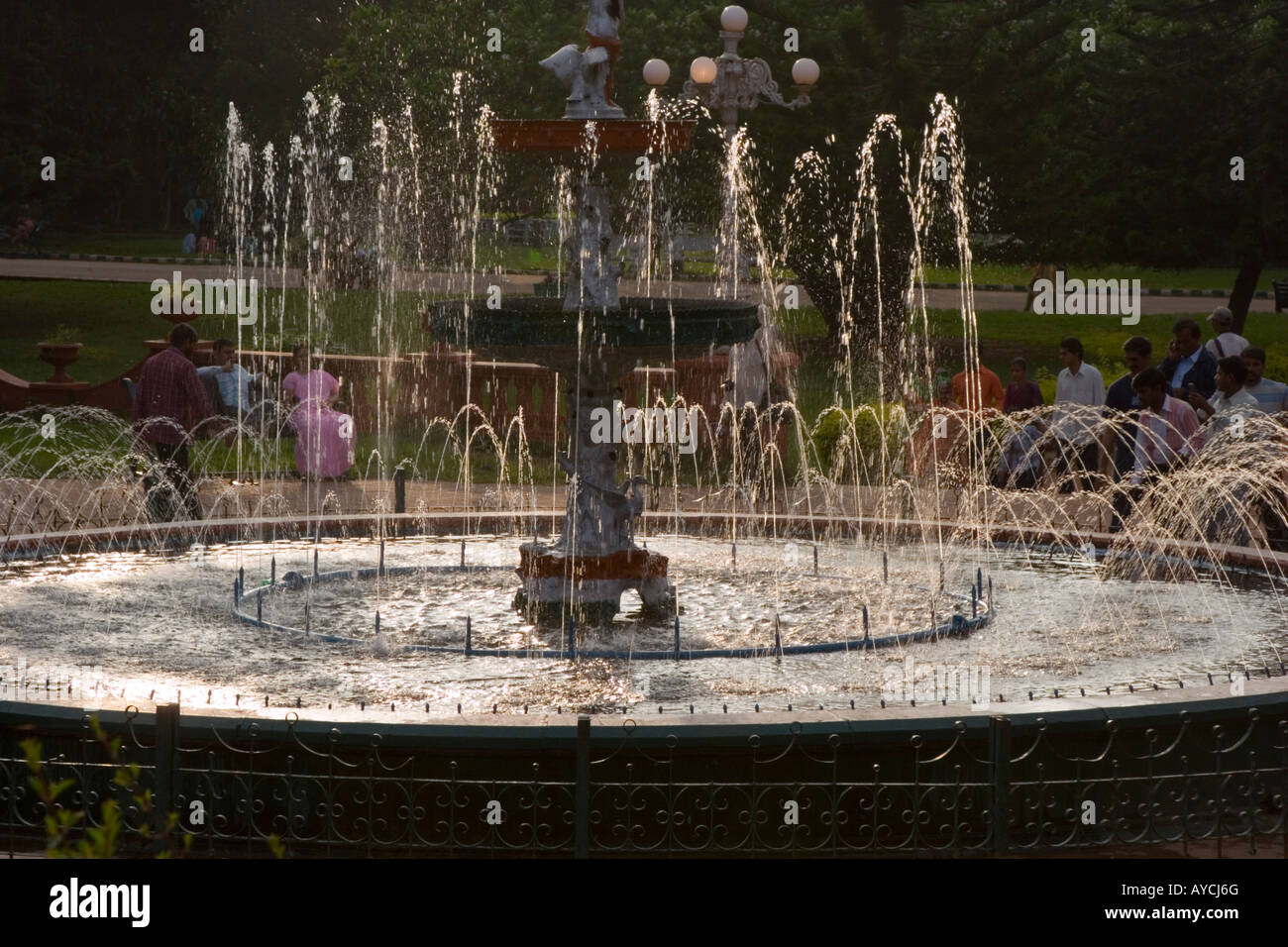 The water fountain at the centre of the Lalbagh Botanical Garden in