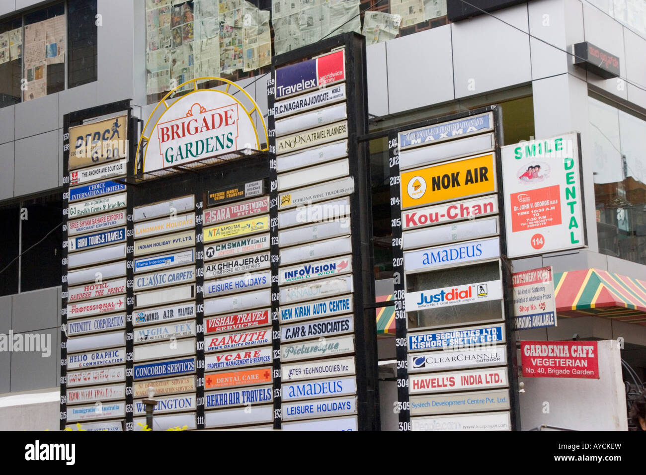 Directory of shops trading in Brigade Gardens Bangalore Stock Photo