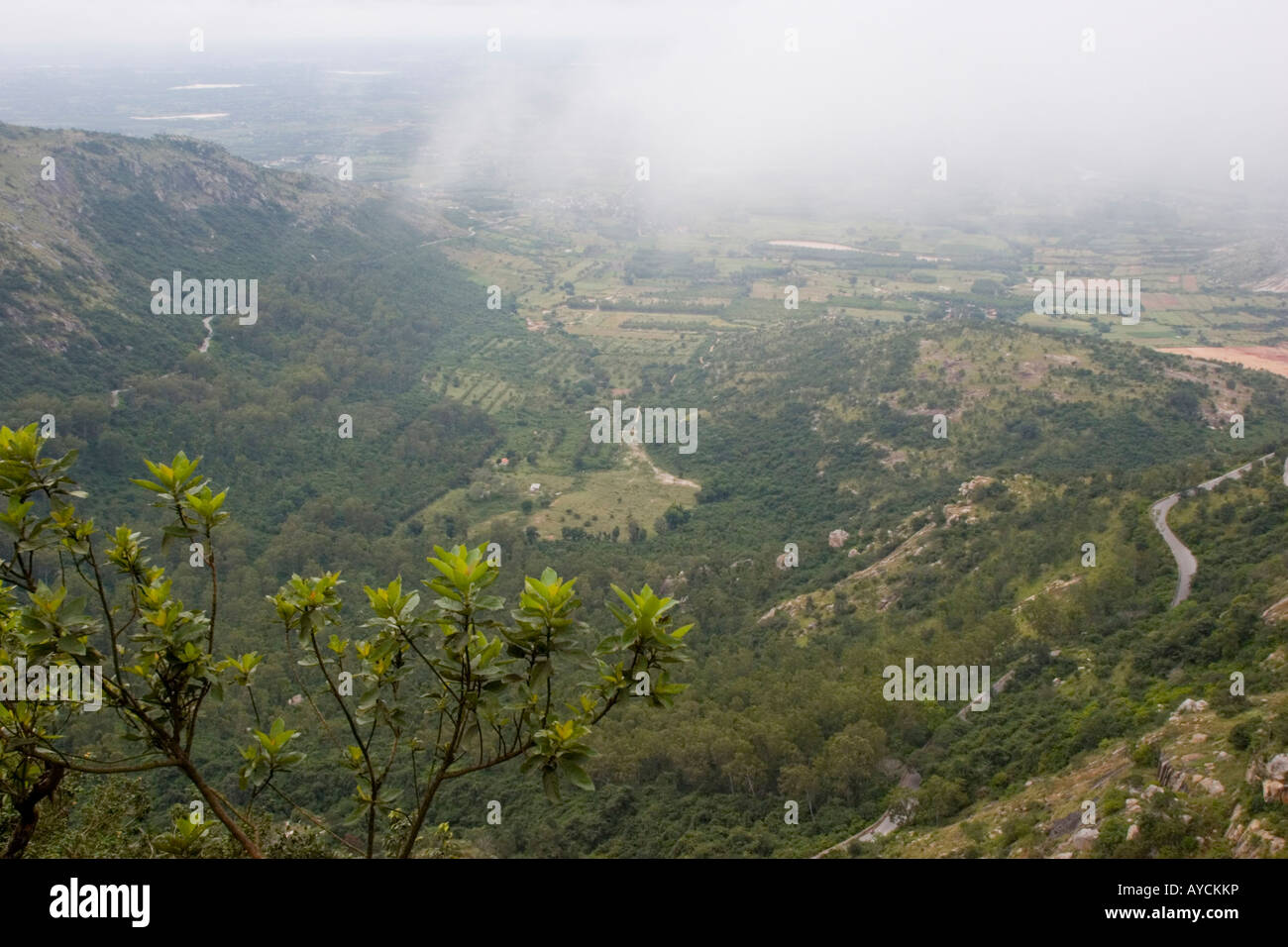 View from the Tipu Drop where Tipu Sultan would execute his prisoners by pushing them over the cliff Stock Photo