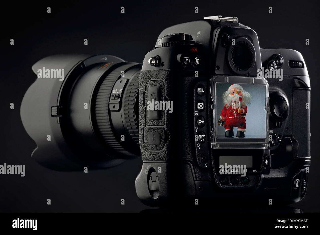 digital slr camera on black Stock Photo