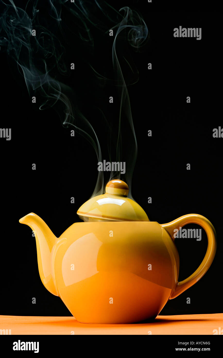 a steaming teapot Stock Photo