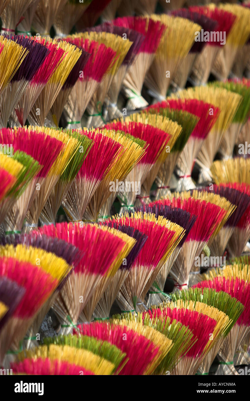 Colourful cinnamon incense stick display Tu Duc village near Hue
