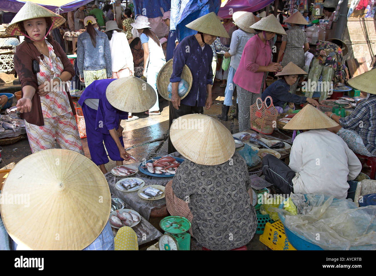 Fish market Hoi An historic town Vietnam Stock Photo