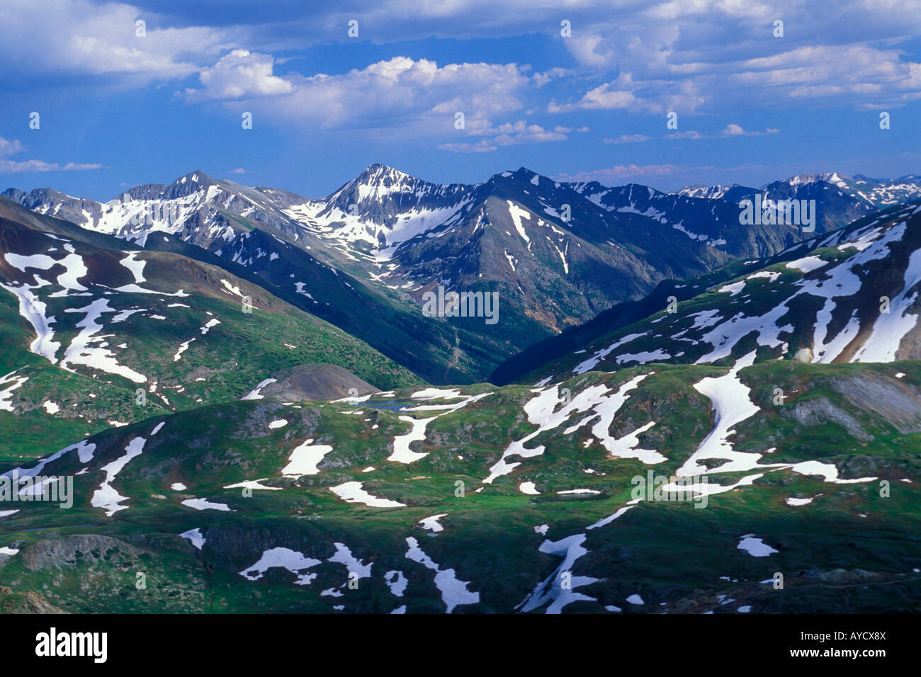 View of the Mount Sneffels from near Engineer Pass, Alpine Loop Scenic Byway, San Juan Mountains, Colorado. Stock Photo