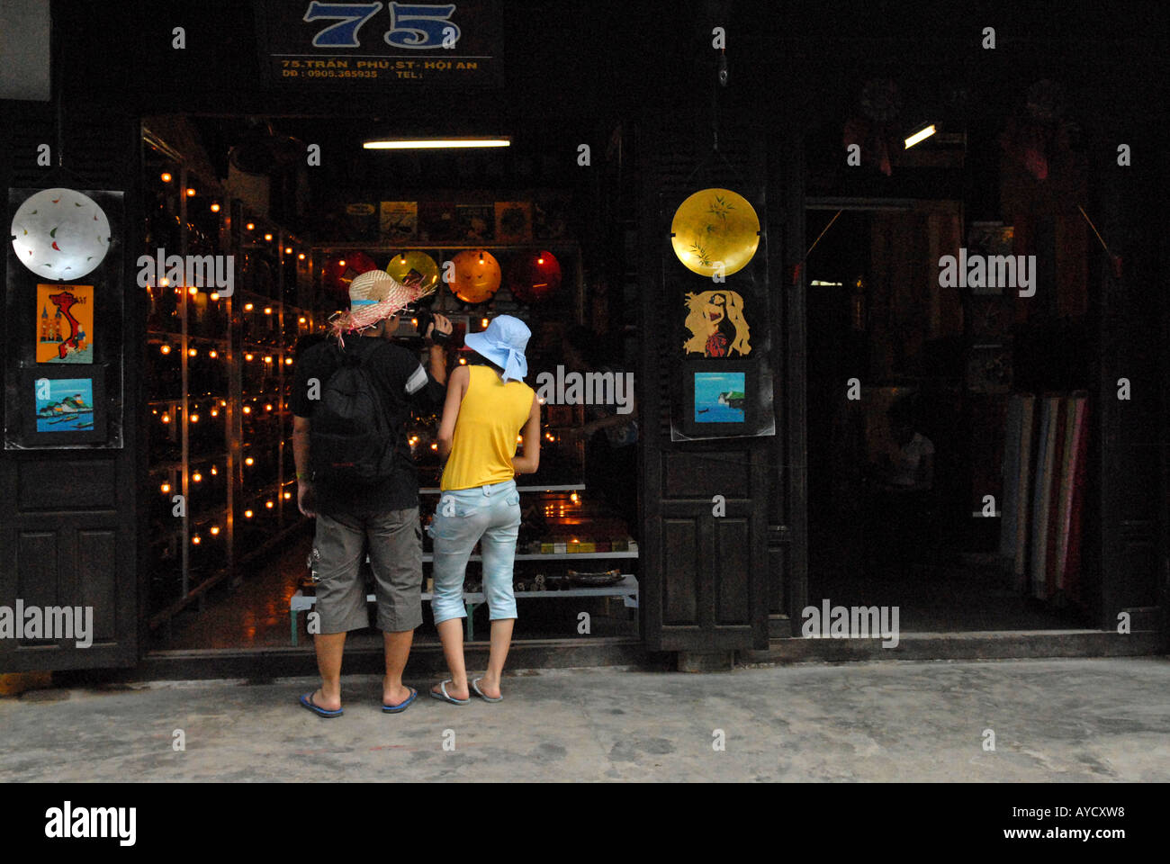 Tourists shopping city in old town  city of Hoi An Vietnam Stock Photo