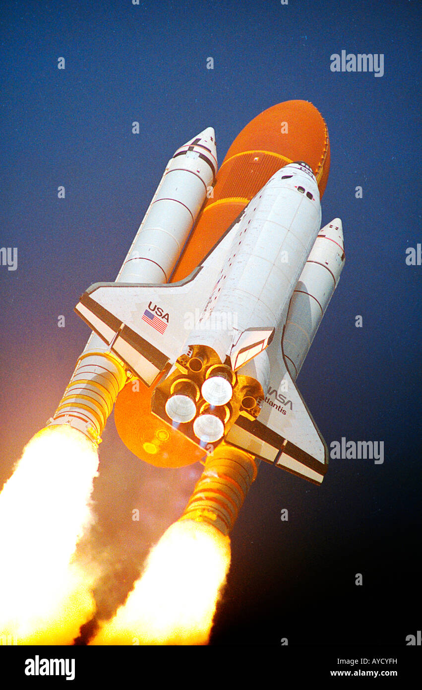 NASA shuttle lifting off from Cape Canaveral Stock Photo