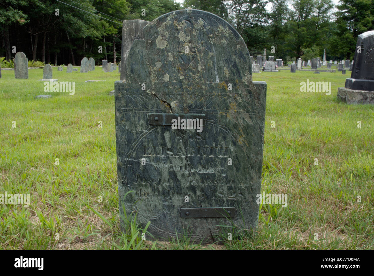 Old weathered headstones in an scenic New England graveyard Stock Photo ...