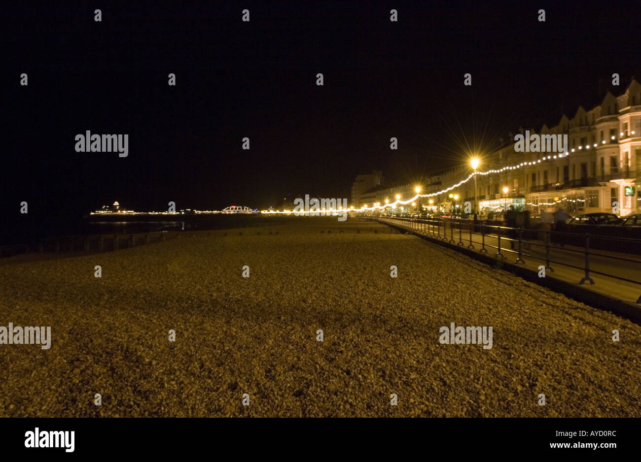 Marine Parade Eastbourne East Sussex and the east side of the pier Stock Photo