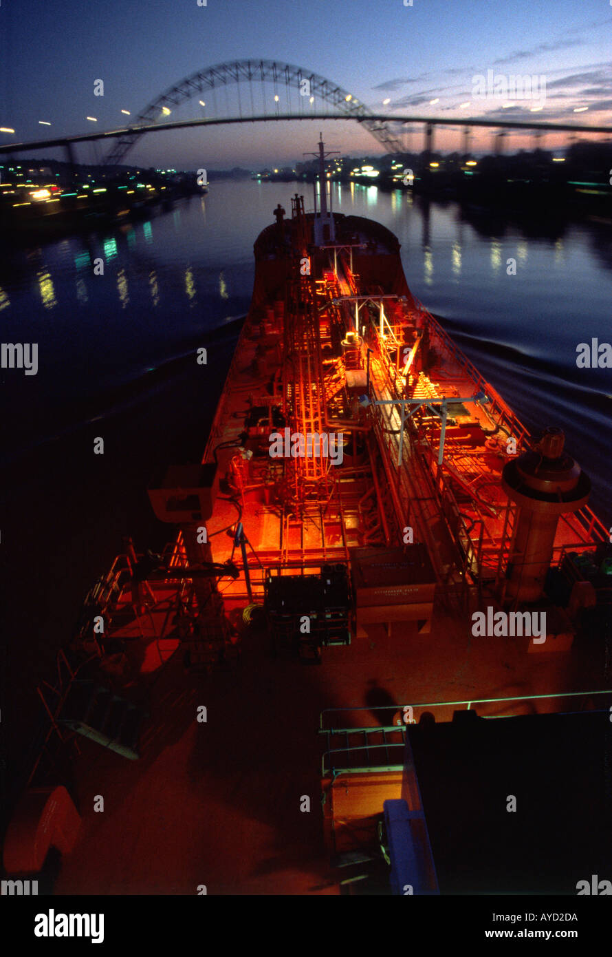 Chemical tanker MT Trans Chemica on River Glomma Norway Stock Photo