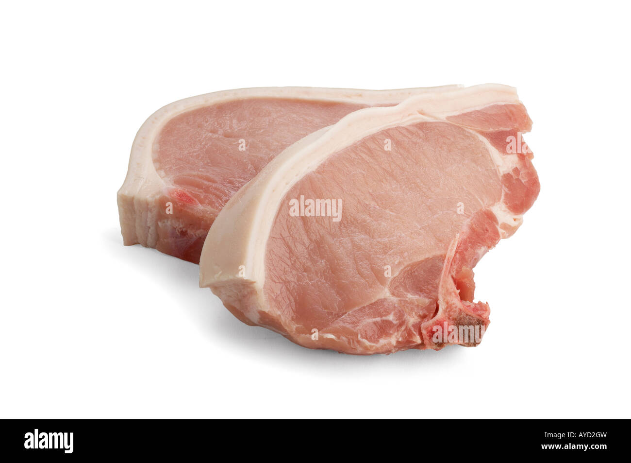 Two uncooked Pork Chops Stock Photo Alamy