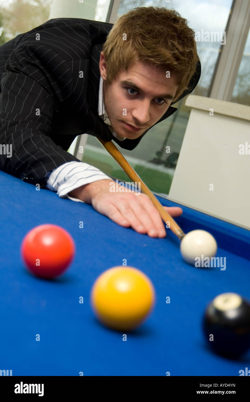 man playing pool Stock Photo Alamy