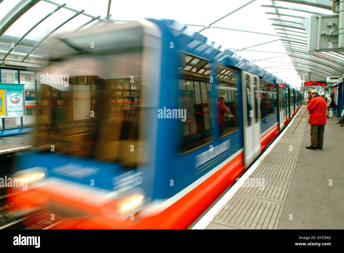 A DLR train at a station along the network London Stock Photo - Alamy