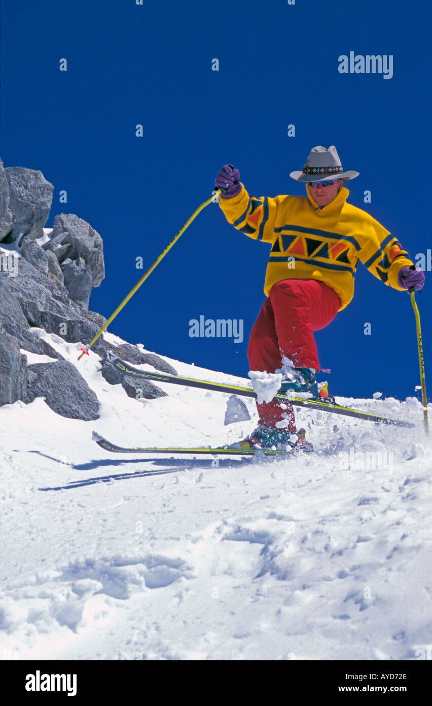 Male skier in cowboy hat Stock Photo - Alamy