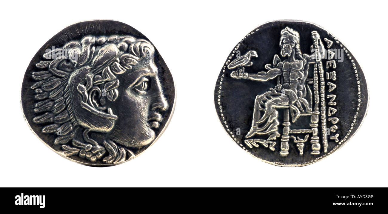 Greek silver tetradrachm from Alexander the Great Stock Photo
