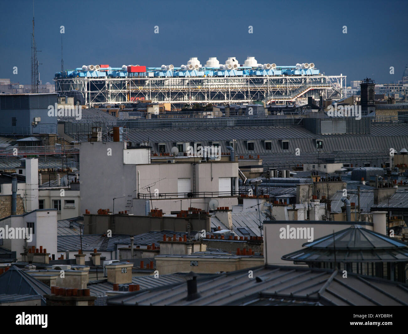 Beaubourg or Centre Georges Pompidou is a landmark structure that can be seen from far away Paris France Stock Photo