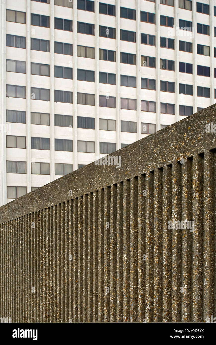 Concrete wall and office block, Harlow, Essex,UK Stock Photo Alamy