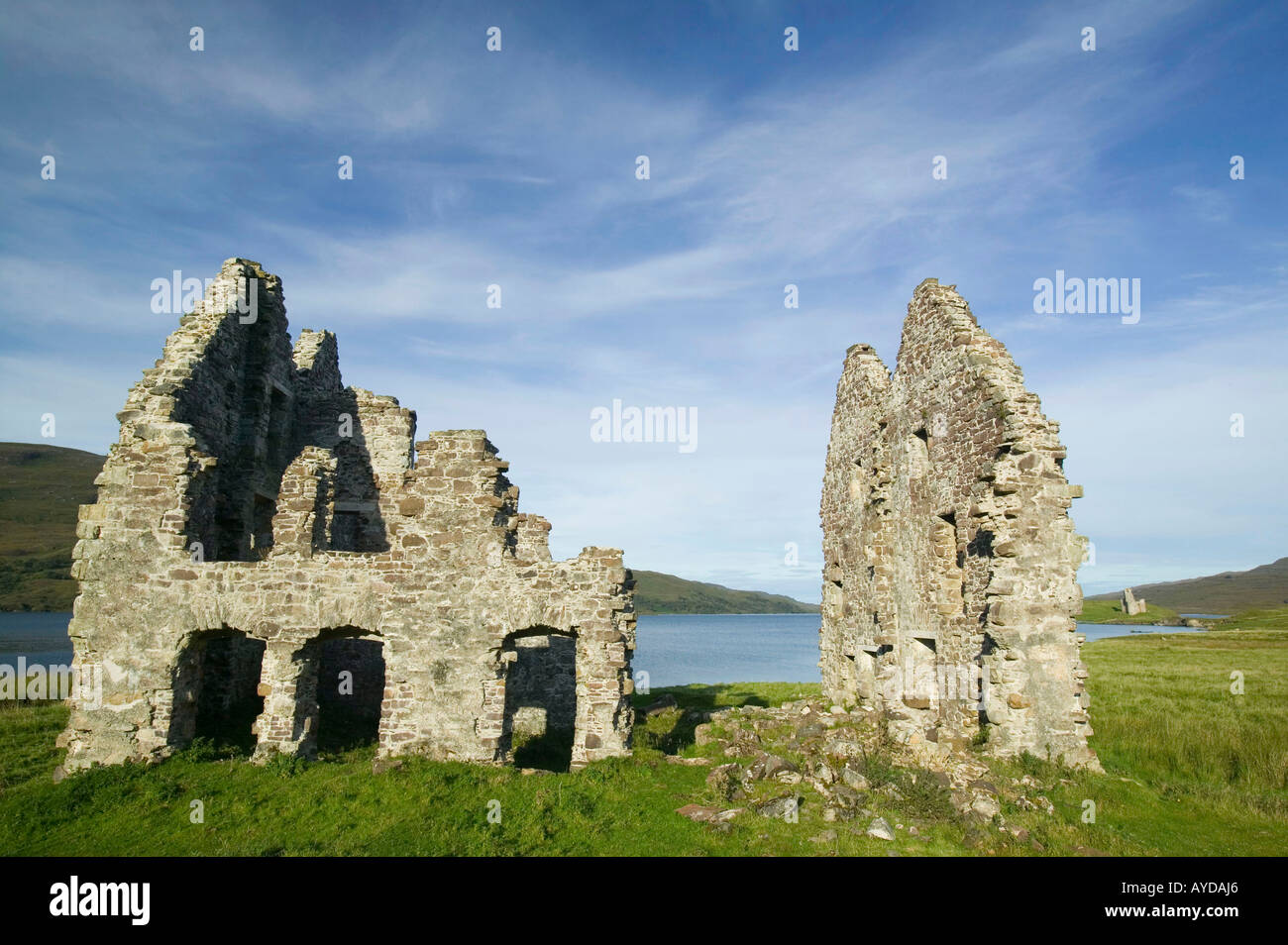 An ancient derelict highland house on the shore of loch Assynt