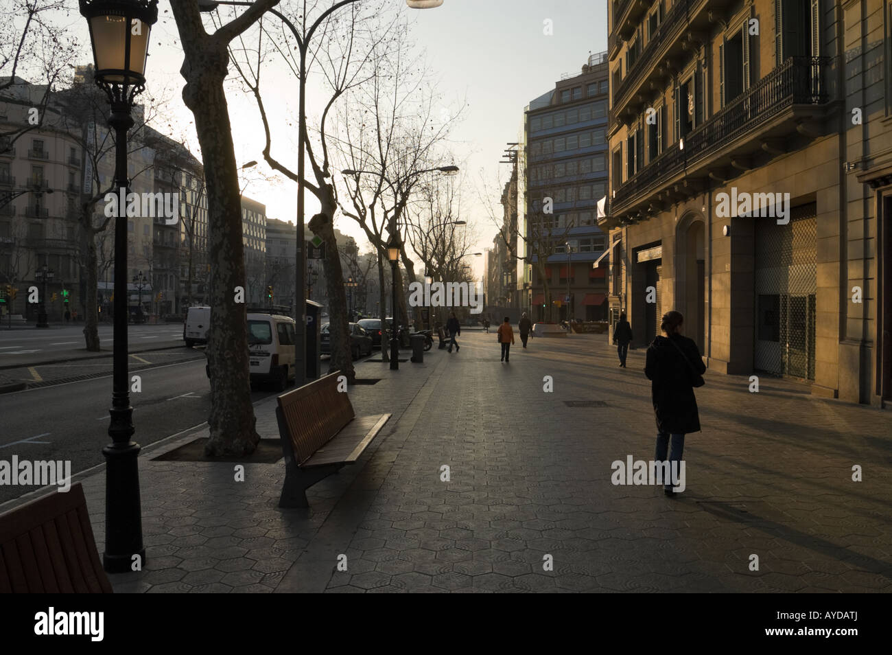 Passieg de Gracia in Barcelona on a February morning Stock Photo