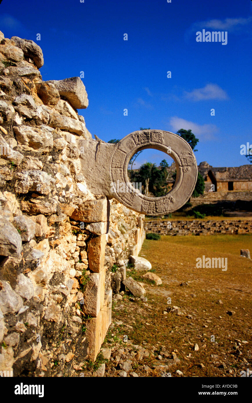 Mexico Mayan ruins at Uxmal Ball Court Ring Stock Photo Alamy