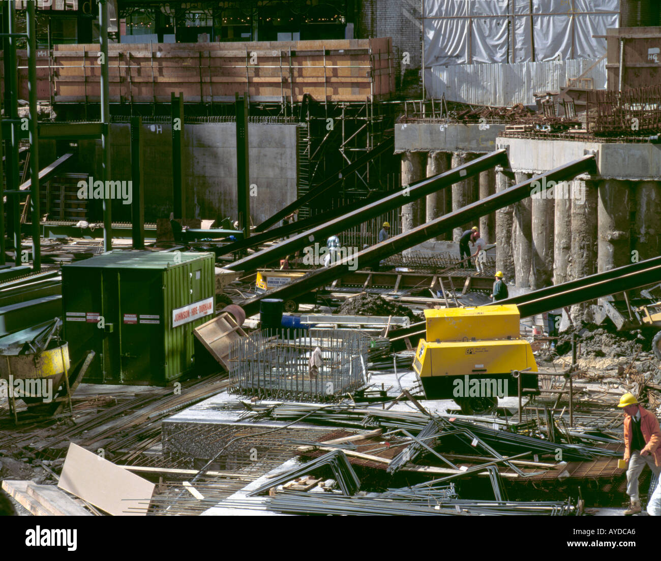 City centre construction site; building a basement to a new shopping centre, Newcastle upon Tyne