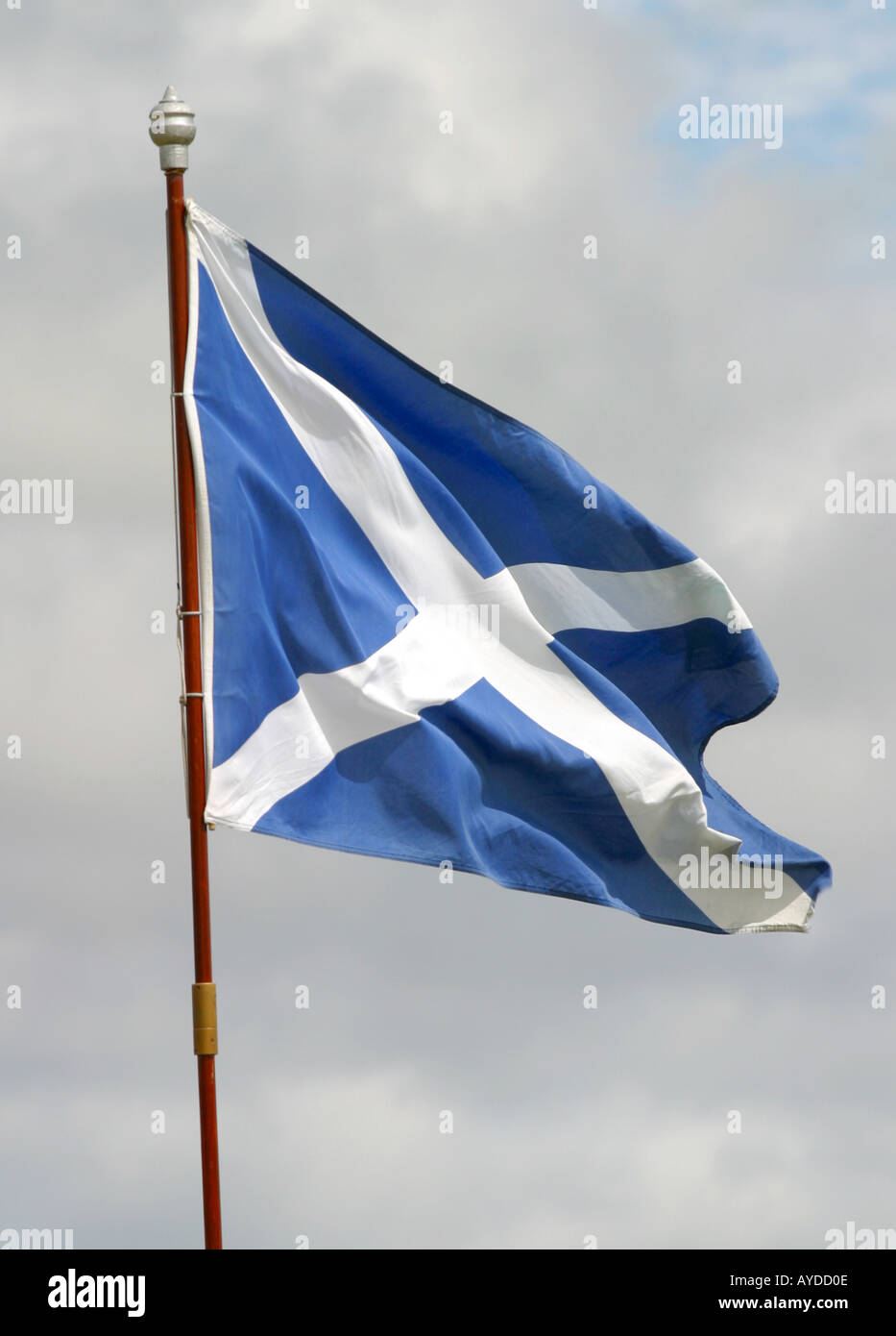 Scottish Saint Andrews Cross Saltire flag Flying Stock Photo