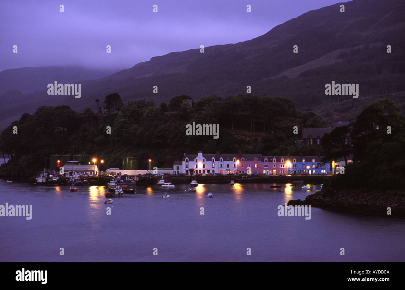 Evening at Portree Harbour on the Isle of Skye Scotland UK Stock Photo