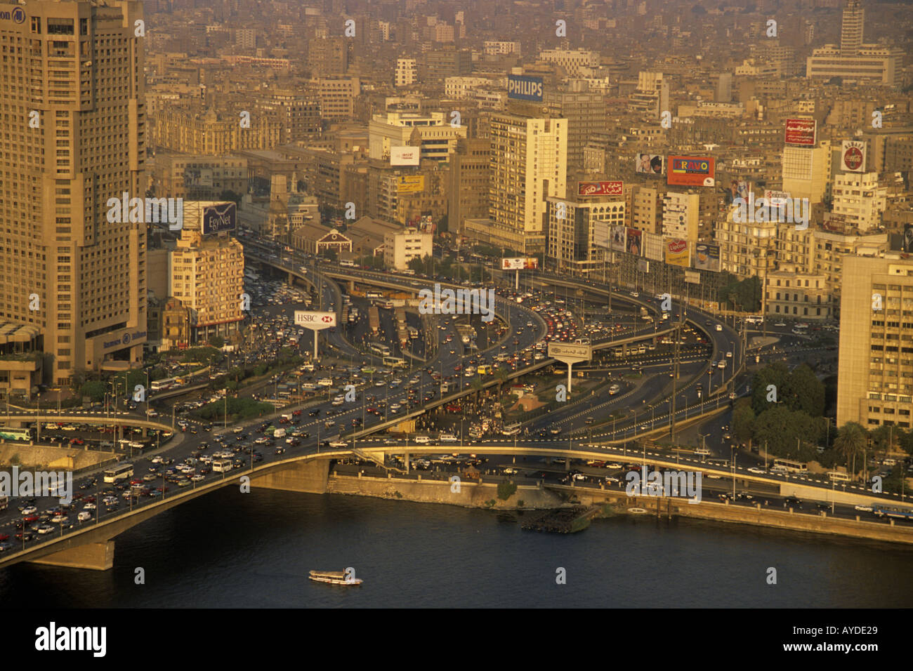 Egypt Cairo downtown rush hour trafic congestion urban sprawl Stock