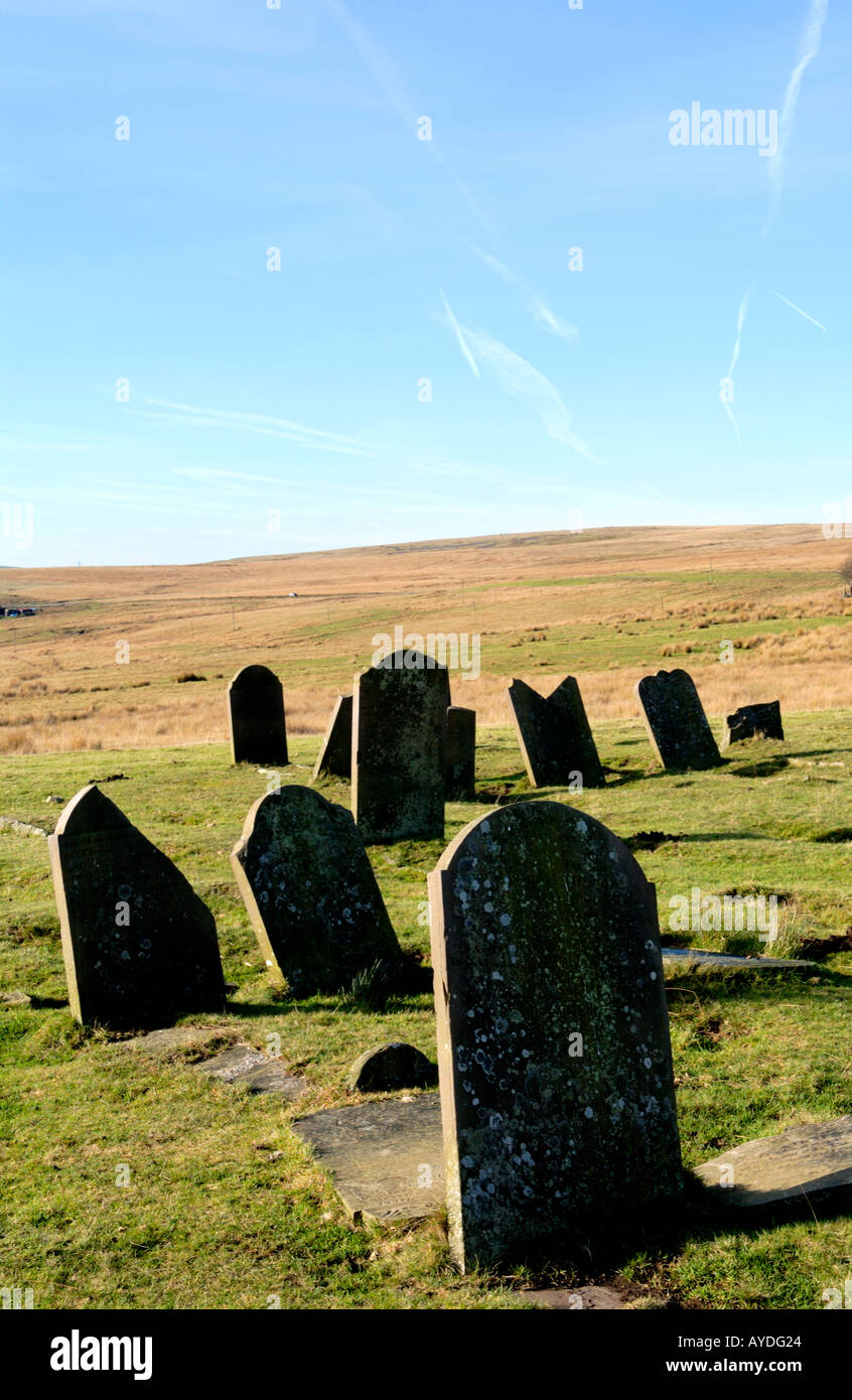 Cholera graveyard on a remote mountain top at Cefn Golau, near Tredegar, Gwent, South Wales, UK Stock Photo