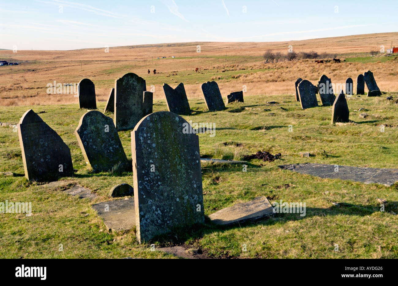 Cholera graveyard on a remote mountain top at Cefn Golau, near Tredegar, Gwent, South Wales, UK Stock Photo