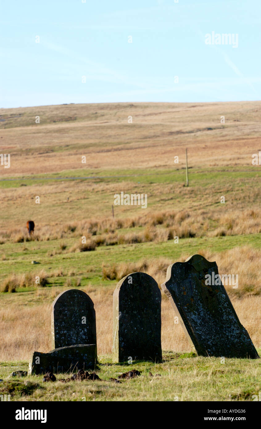 Cholera graveyard on a remote mountain top at Cefn Golau, near Tredegar, Gwent, South Wales, UK Stock Photo