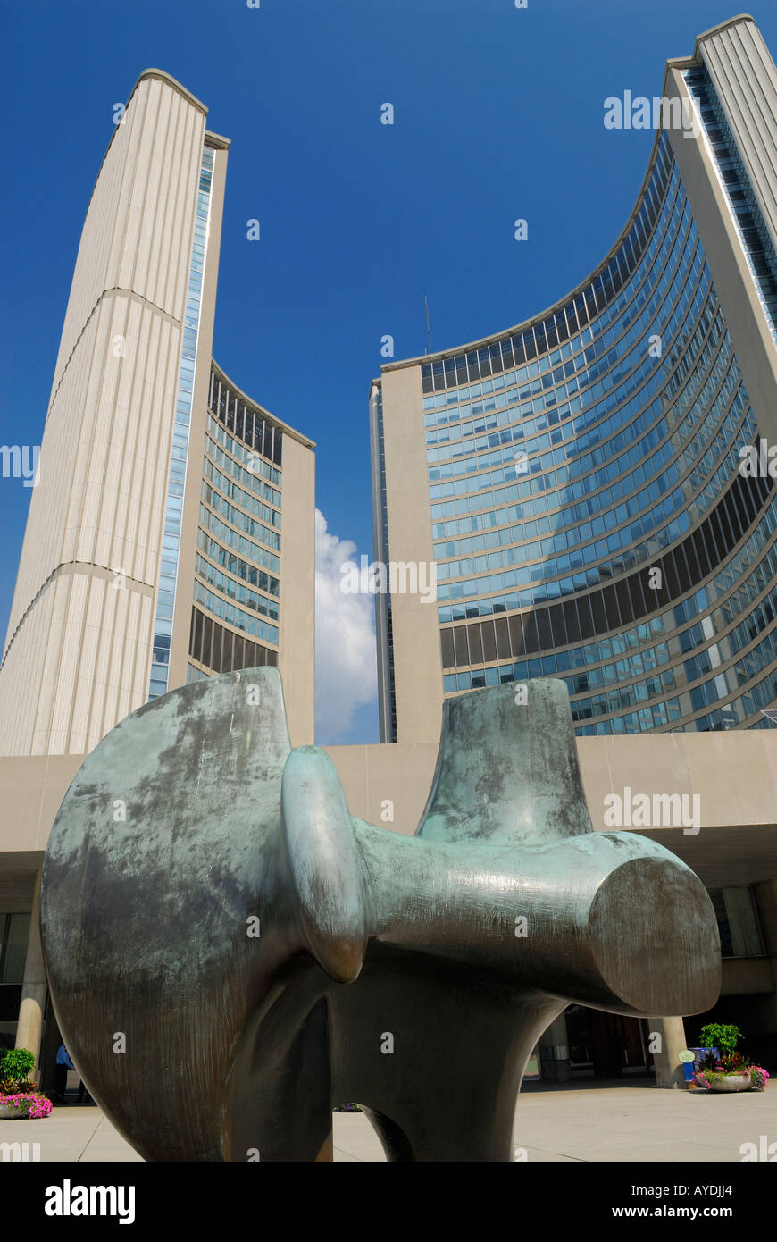 Henry Moore scultpure of Archer at Toronto City Hall with blue sky Canada Stock Photo