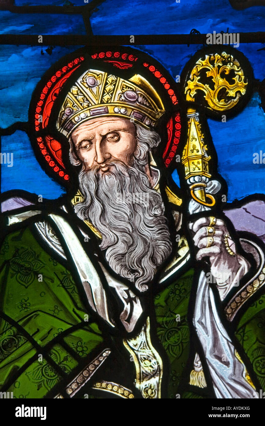 St Patrick in Stained Glass St Mary s Church Clogheen County Tipperary Ireland Stock Photo